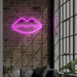 Neon LED lamp lippen - roze - 15x28x2 cm