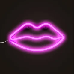 Neon LED lamp lippen - roze - 15x28x2 cm
