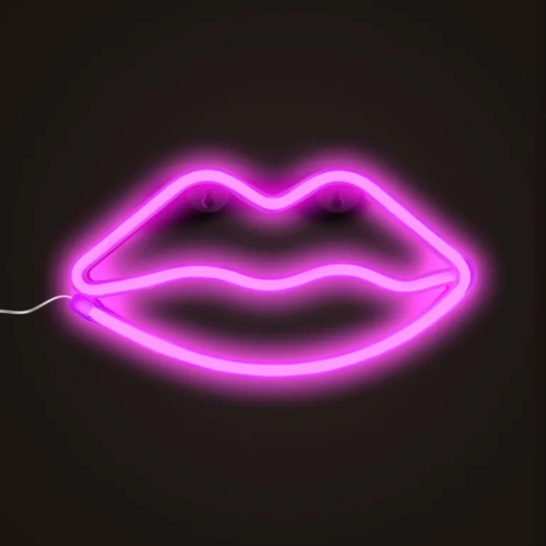 Neon LED lamp lippen - roze - 15x28x2 cm