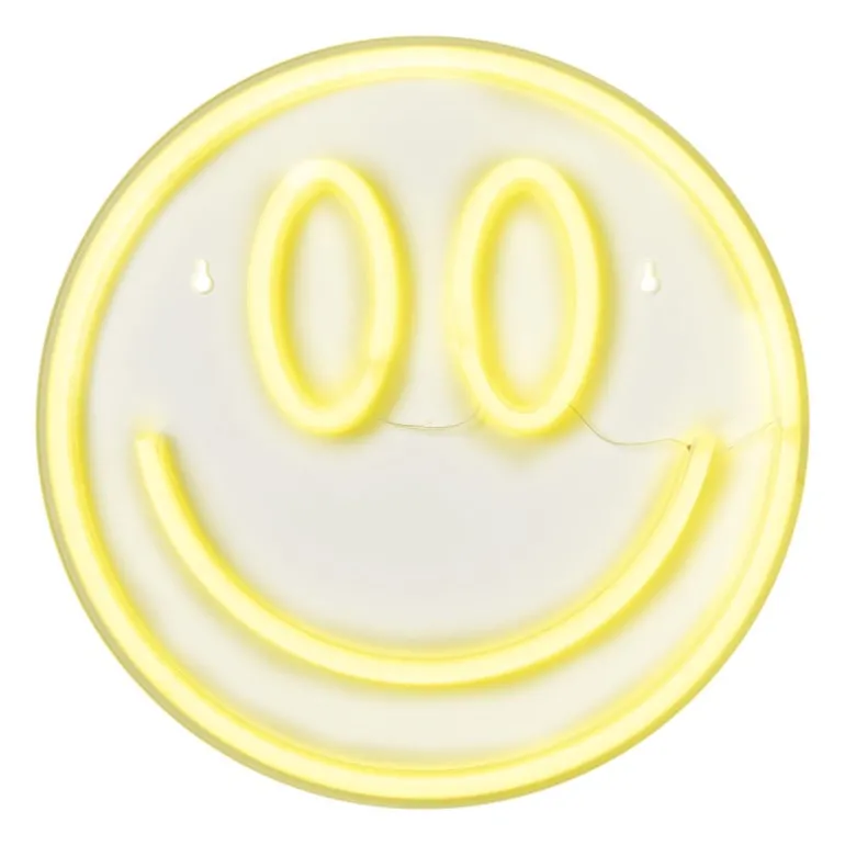 Neon LED lamp smiley - geel - ø33x2 cm