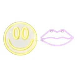 Neon LED lamp smiley - geel - ø33x2 cm
