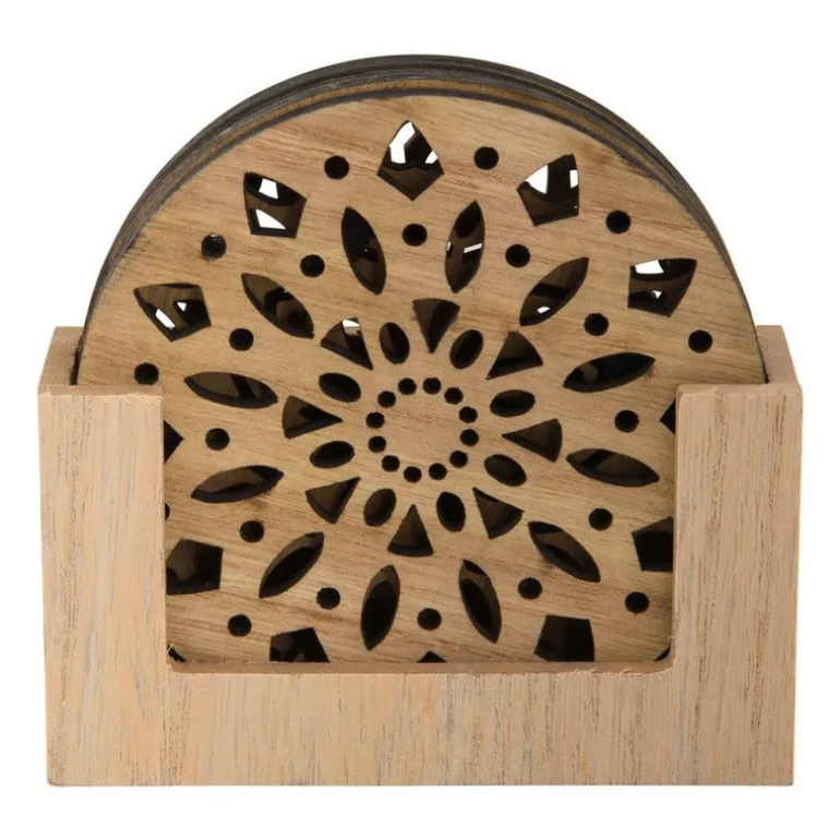 Onderzetter hout deco - set van 4