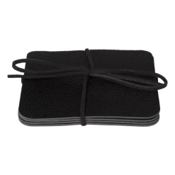 Onderzetters PU leer - zwart - set van 4