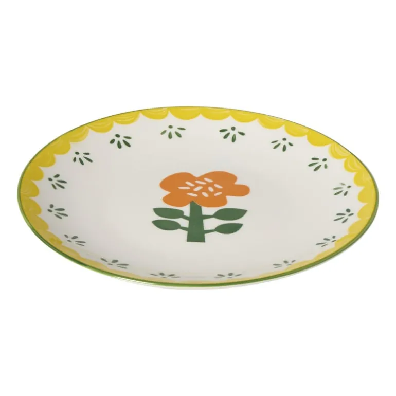 Ontbijtbord bloem - geel - ø21.7x2.1 cm