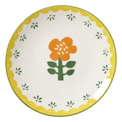 Ontbijtbord bloem - geel - ø21.7x2.1 cm