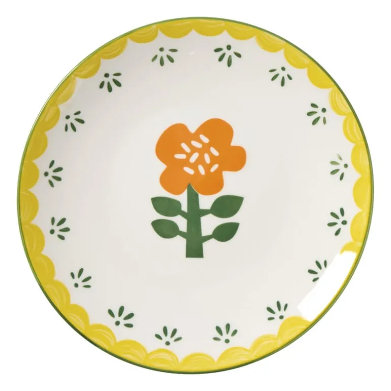 Ontbijtbord bloem - geel - ø21.7x2.1 cm