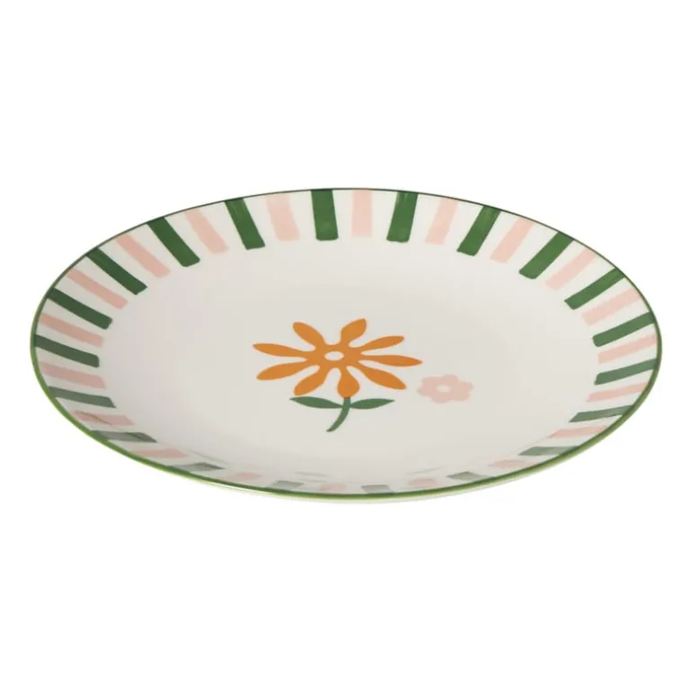 Ontbijtbord bloem streep - multikleur - ø21.7x2.1 cm
