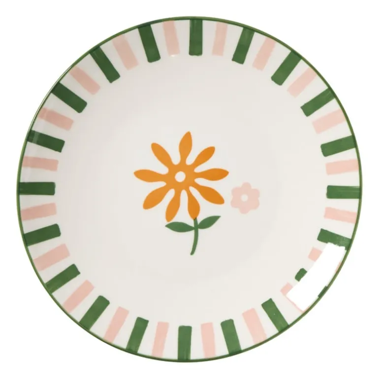 Ontbijtbord bloem streep - multikleur - ø21.7x2.1 cm