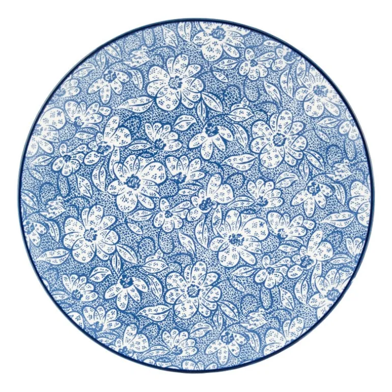 Ontbijtbord blue print - botanic - ⌀21 cm