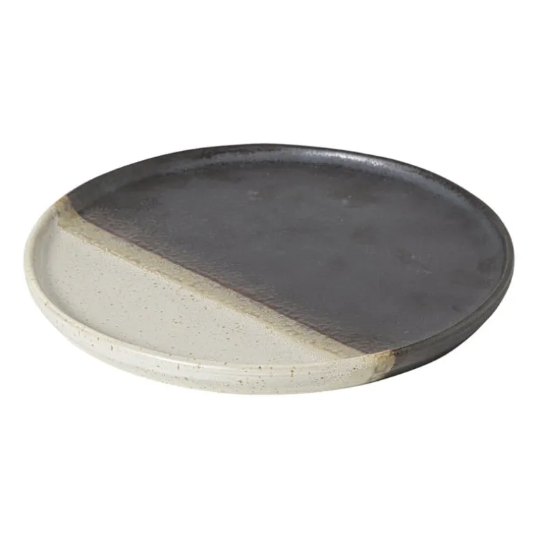 Ontbijtbord cortado - beige/zwart - ø20x1.5 cm
