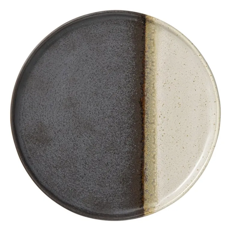 Ontbijtbord cortado - beige/zwart - ø20x1.5 cm