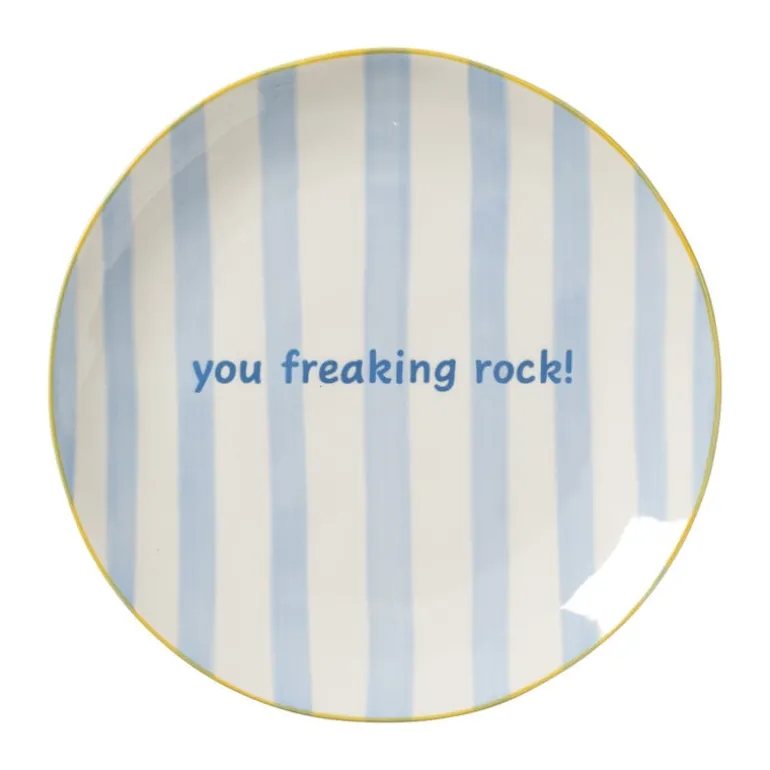 Ontbijtbord streep - blauw - ø2.5x21 cm - Happy at Home by Sanny