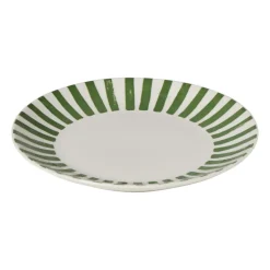 Ontbijtbord streep - groen/wit - ø20.5x2 cm