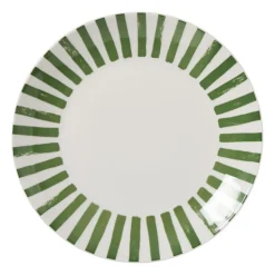 Ontbijtbord streep - groen/wit - ø20.5x2 cm