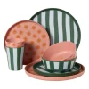 Ontbijtbord streep - groen/wit - ø20x2 cm