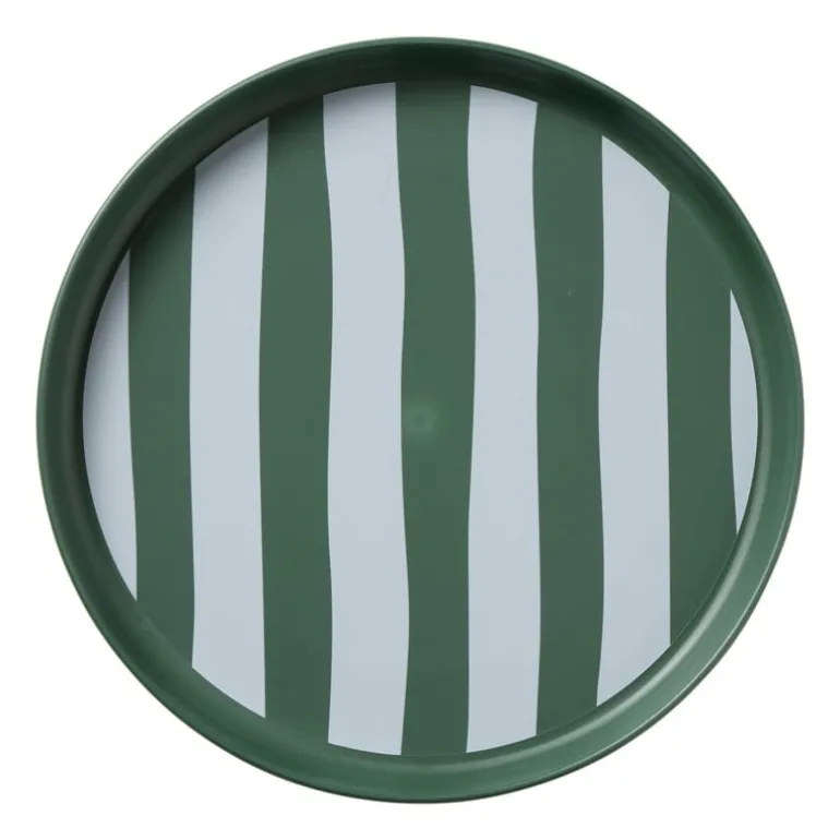 Ontbijtbord streep - groen/wit - ø20x2 cm