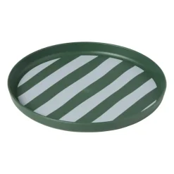 Ontbijtbord streep - groen/wit - ø20x2 cm
