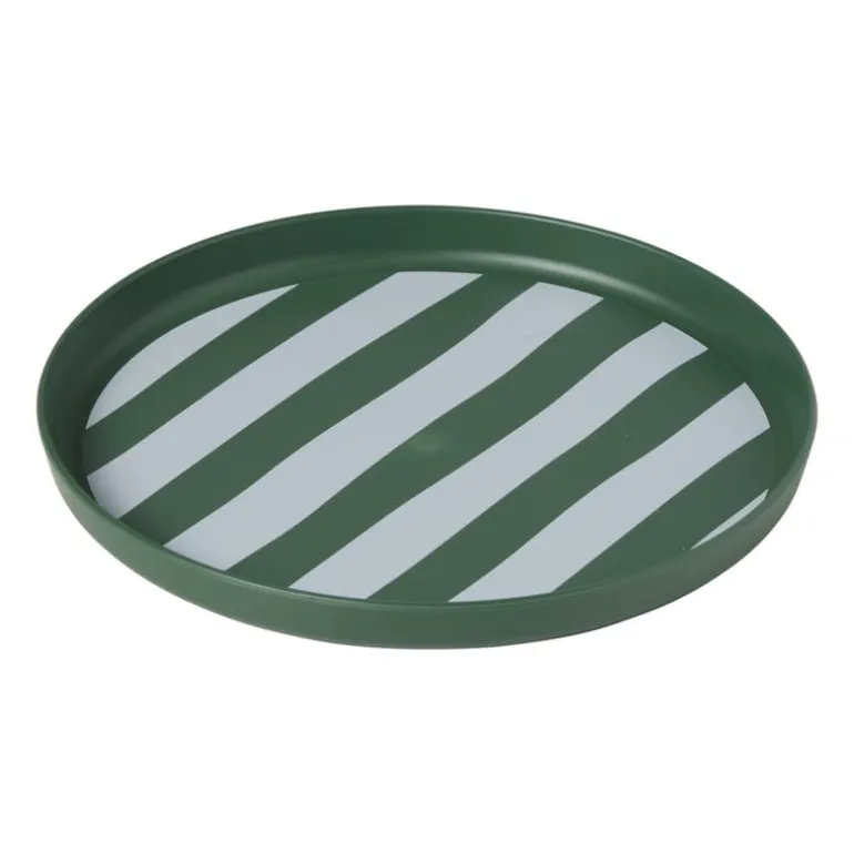 Ontbijtbord streep - groen/wit - ø20x2 cm