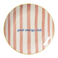 Ontbijtbord streep - roze - ø2.5x21 cm - Happy at Home by Sanny
