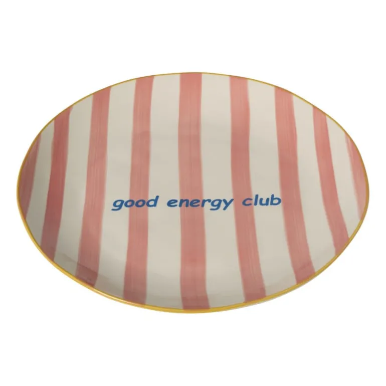Ontbijtbord streep - roze - ø2.5x21 cm - Happy at Home by Sanny