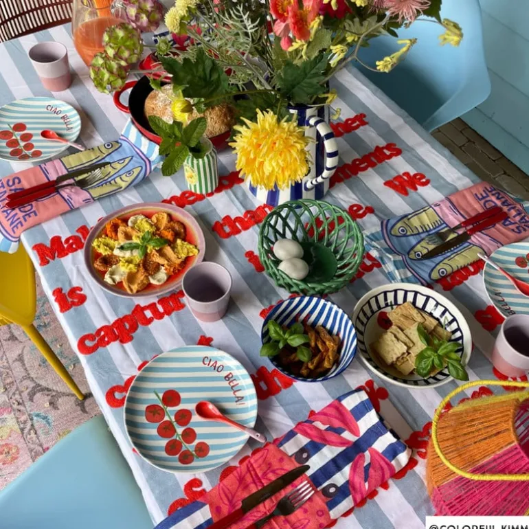 Ontbijtbord tomaat - blauw/rood - ø21x5 cm