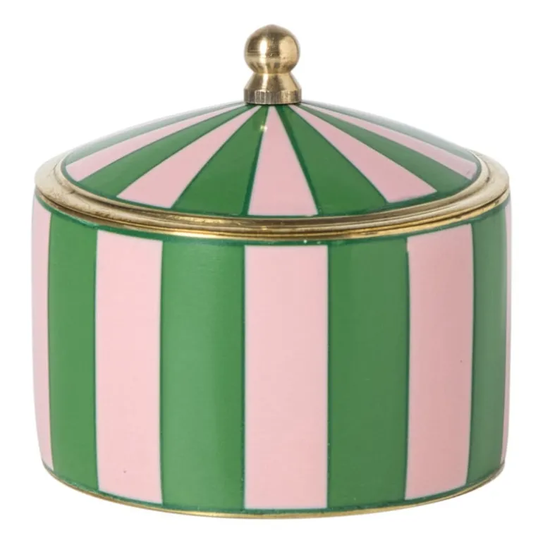 Opbergdoosje circus groot - roze/groen - ø8x7 cm