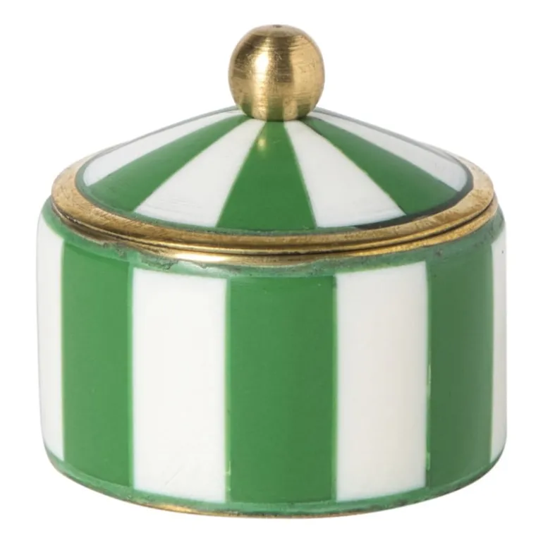 Opbergdoosje circus klein - groen/wit - ø4.8x3.5 cm