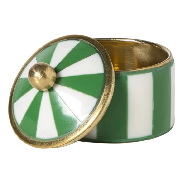 Opbergdoosje circus klein - groen/wit - ø4.8x3.5 cm