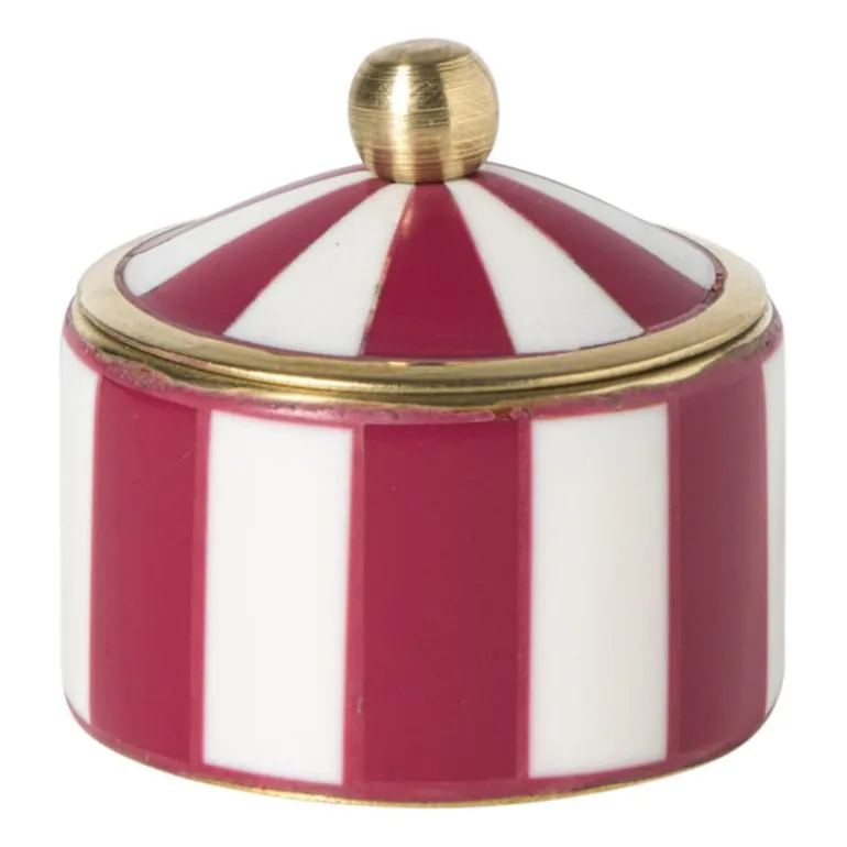 Opbergdoosje circus klein - rood/wit - ø4.8x3.5 cm