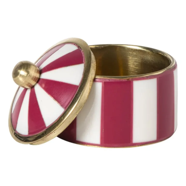 Opbergdoosje circus klein - rood/wit - ø4.8x3.5 cm