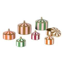 Opbergdoosje circus middel - oranje/roze - ø7x4 cm