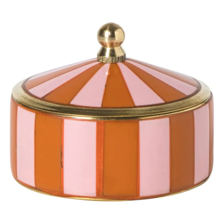 Opbergdoosje circus middel - oranje/roze - ø7x4 cm
