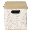 Opbergdoos met deksel leafs - bruin/beige - 30x24x22 cm