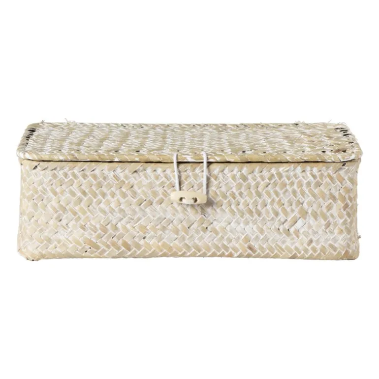 Opbergdoos zeegras - naturel - 7.5x24x14 cm