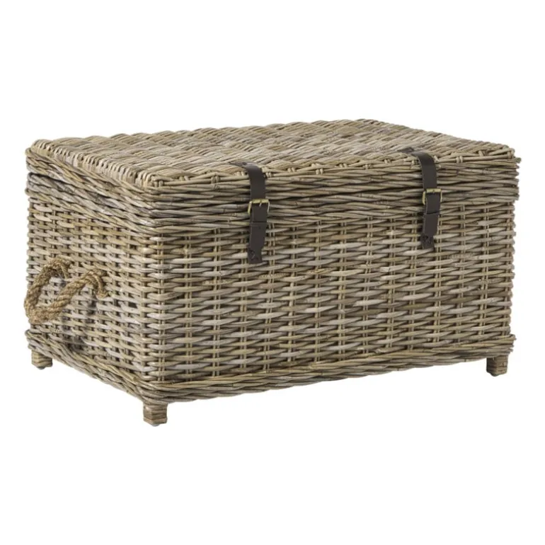 Opbergkist rotan - bruin - 45x80x55 cm