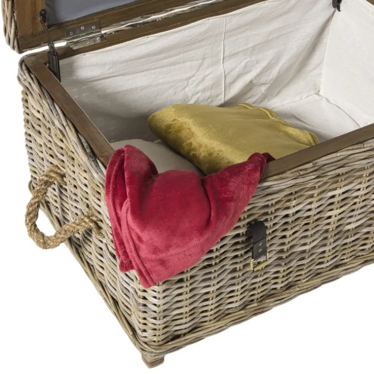 Opbergkist rotan - bruin - 45x80x55 cm