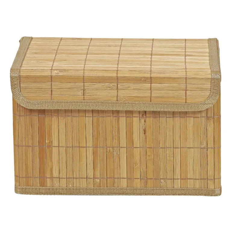 Opbergmand met deksel - bamboe - 22x33x20.5 cm