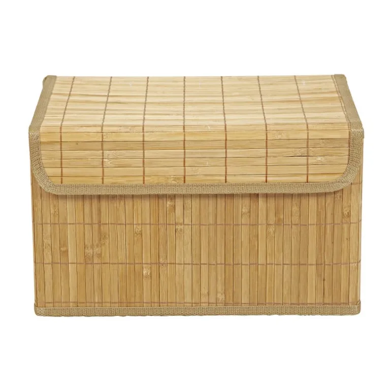 Opbergmand met deksel - bamboe - 30x41x24 cm