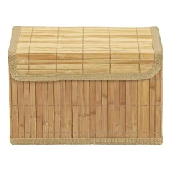 Opbergmand met deksel - bamboe - 19x28.5x18 cm
