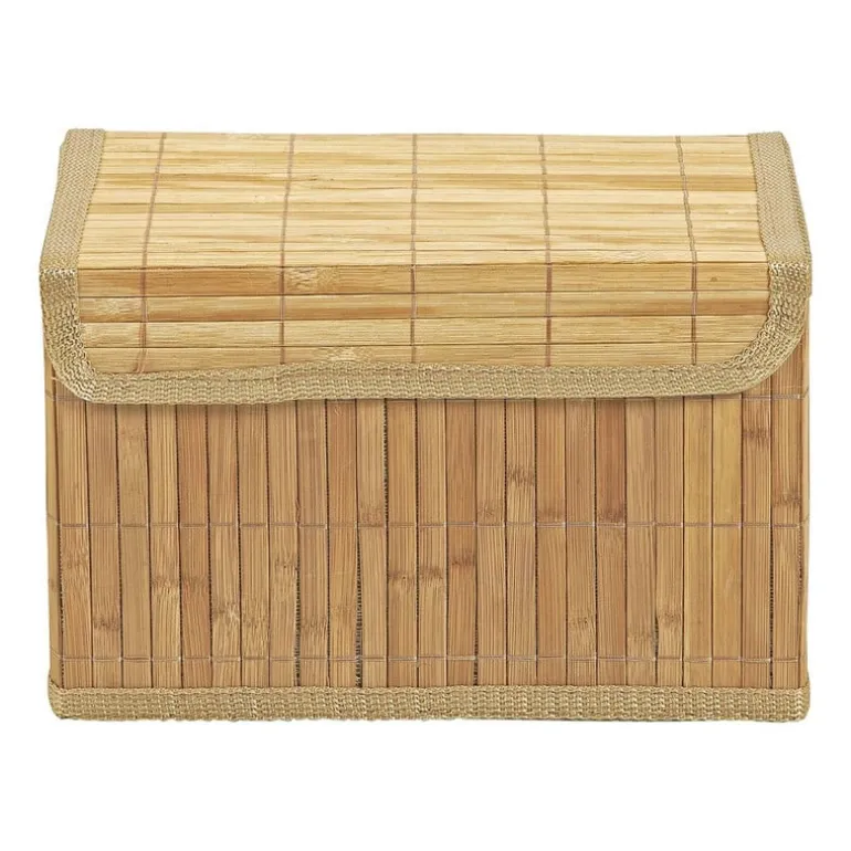 Opbergmand met deksel - bamboe - 19x28.5x18 cm
