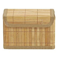 Opbergmand met deksel - bamboe - 11x20x15 cm