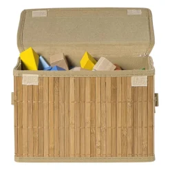 Opbergmand met deksel klein - bamboe - 18x28x17 cm