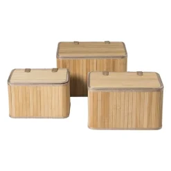 Opbergmand met deksel Oscar - 18x28x20 cm - naturel
