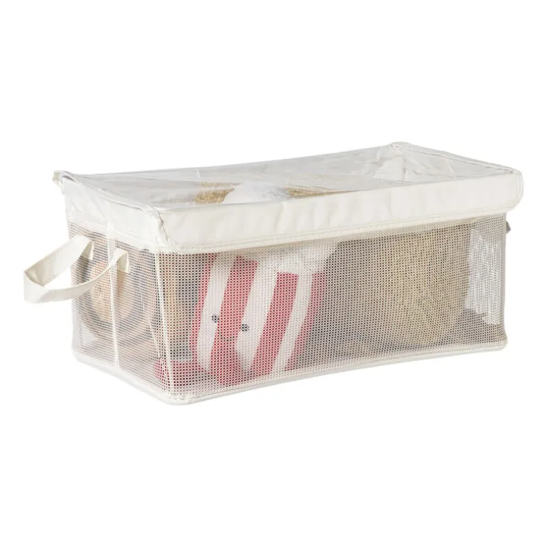 Opbergmand met handvatten - wit - 25x44x20 cm