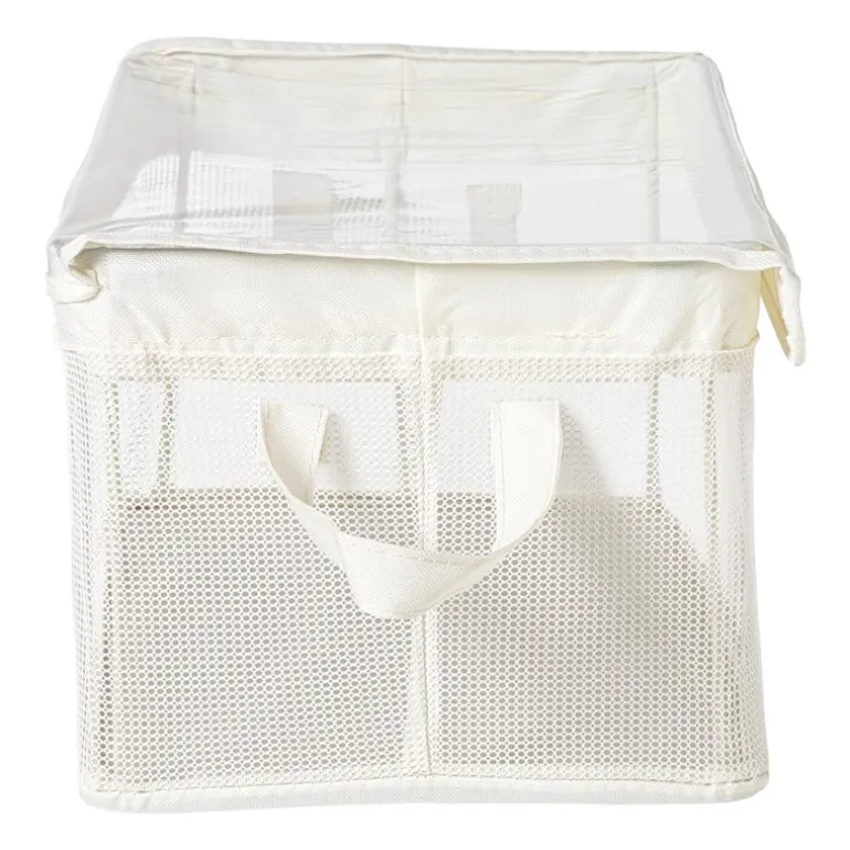 Opbergmand met handvatten - wit - 25x44x20 cm