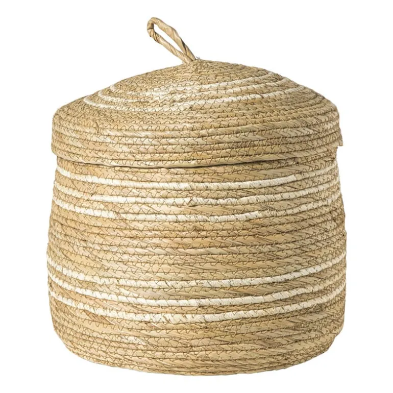 Opbergmand rond - beige - ø30x30 cm