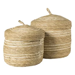 Opbergmand streep - beige - Ćø25x25 cm