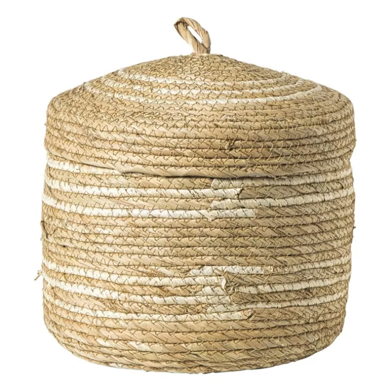 Opbergmand streep - beige - ø25x25 cm