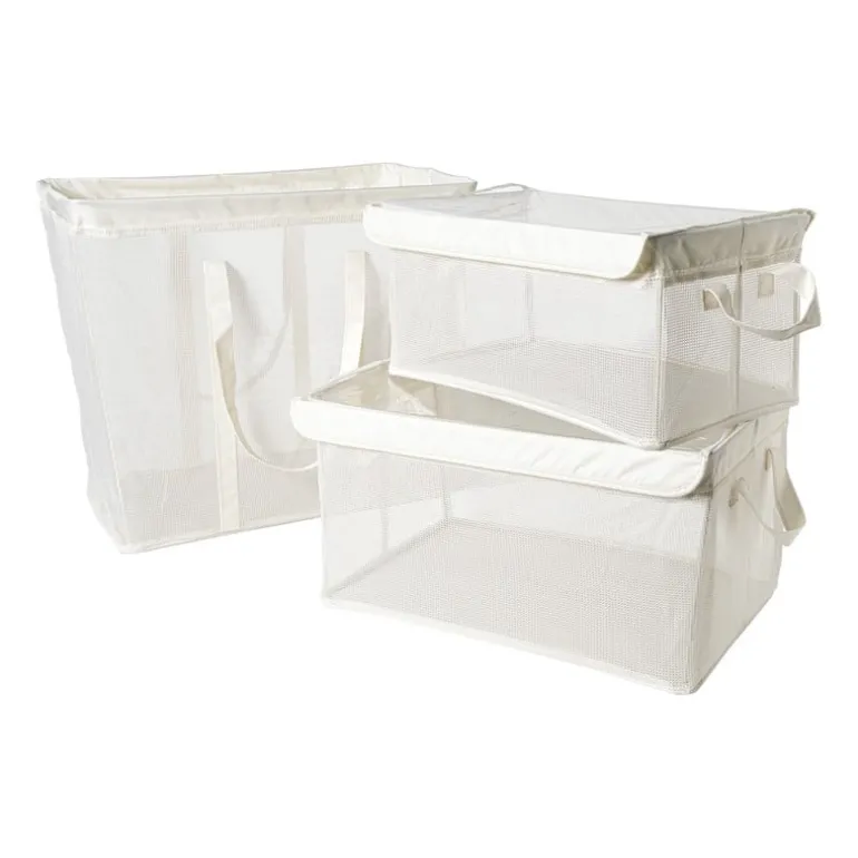 Opbergmand/wasmand met handvatten - wit - 53x46x33 cm