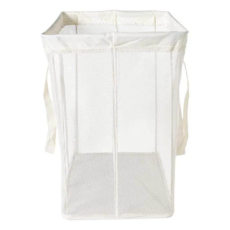 Opbergmand/wasmand met handvatten - wit - 53x46x33 cm
